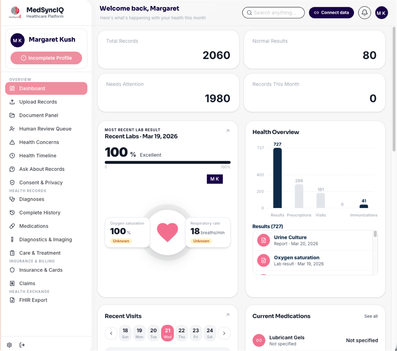 MedSyncIQ patient health information interface